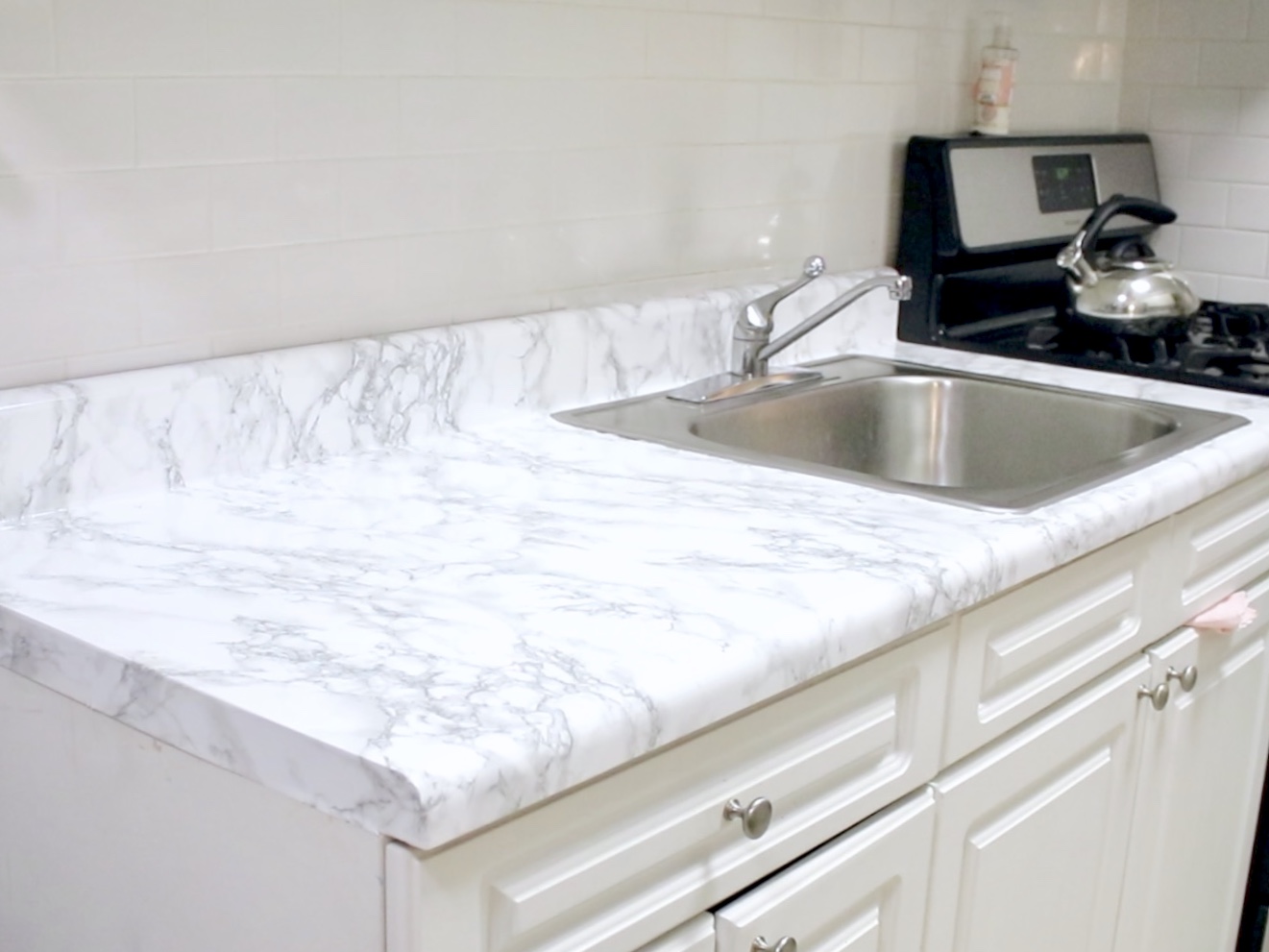 Cheap & Easy DIY Marble Kitchen Counters - Domesticated Me